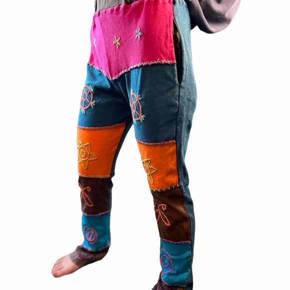 #02 Hippie Patchwork boho pants S, M, L Nepal custom handmade - Picture 4 of 8
